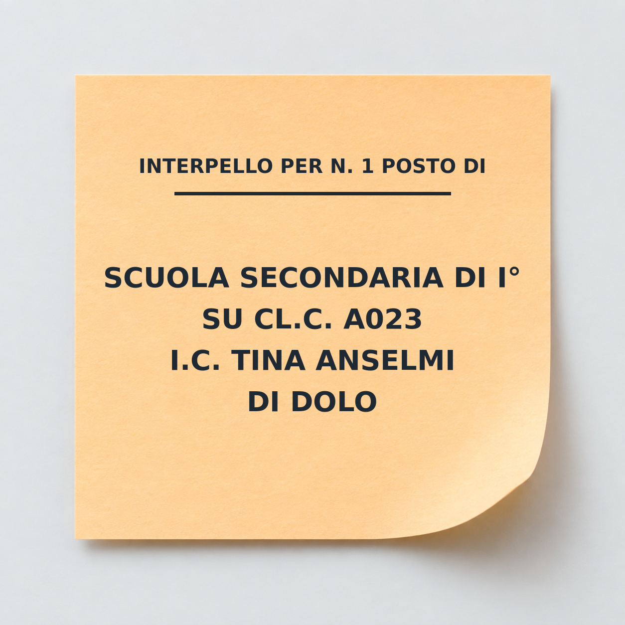 Interpello A023 – Scuola secondaria di primo grado